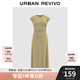 UR2025春季新款女波嬉風休閑褶皺后拉鏈無袖連衣裙UWG750034 卡其 S