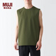 無印良品（MUJI） Walker 男式 防紫外線性能吸汗速干無袖T恤 坎肩防曬衣BIA07A3S 深綠色 L （175/100A）