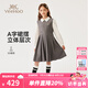 英氏（YEEHOO）兒童裙子女童連衣裙秋季時(shí)尚淑女學(xué)院風(fēng)百褶裙秋裝洋氣中大童裝 百褶老錢學(xué)院灰色 140