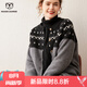 牧什秋冬山羊絨開(kāi)衫女士圓領(lǐng)羊絨外套女加厚提花針織外搭23新款DF8071 灰色 均碼