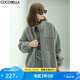 COCOBELLA時尚立領顆粒絨休閑短外套女加厚保暖毛絨夾克SC33 灰色 S