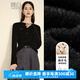 晚白【專享】加絨套頭針織衫風一體絨毛衣女 黑色 XL