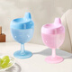 威爾基兒童高腳杯嬰兒寶寶喝奶杯紅酒杯水杯防摔塑料兒童喝水牛奶杯奶瓶 兒童高腳牛奶杯（藍色）150ml