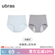 ubras【棉】聚乳酸抗菌底襠月經(jīng)期褲女士?jì)妊澤硌澐缆┌踩?【聚乳酸高腰】漣漪藍+花灰 2條 L