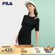 FILA 斐樂官方女裝針織連衣裙2025夏新款時(shí)尚簡(jiǎn)約休閑修身連身裙 正黑色-BK L 170/88A/L