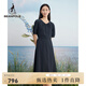 beanpole【度假連衣裙】濱波  春夏女士?jì)?yōu)雅小V領(lǐng)短袖連衣裙 藏青色 M 165/88A
