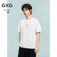 GXG男裝 2024年夏季潮流撞色印花寬松短袖男 白色 170/M