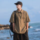 Shelley Jones 半拉鏈工裝短袖襯衫男士夏季新款日系cityboy復(fù)古潮牌polo領(lǐng)襯衣 卡其色 XL [推薦120-140斤]