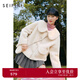 詩(shī)凡黎（'SEIFINI）毛毛短外套冬新款女大翻領(lǐng)100%羊毛慵懶上衣 米白 L 165/88A