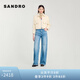 SANDRO春秋款女裝法式氣質(zhì)簡(jiǎn)約日常棉混紡短款外套上衣SFPVE01087 淡褐色 34