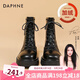 達(dá)芙妮（DAPHNE）馬丁靴女2025秋冬系帶英倫風(fēng)加絨中筒短靴黑白經(jīng)典款時尚女靴 黑色【主圖款加絨】 39
