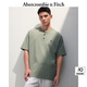 ABERCROMBIE & FITCH男裝25夏新款經(jīng)典小麋鹿美式重磅寬松亨利領(lǐng)短袖T恤KI124-5188 石板綠 L (180/108A)