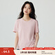 茵曼（INMAN）索羅娜短袖基礎(chǔ)白T恤女2025夏季寬松顯瘦百搭休閑舒適上衣 粉色 M