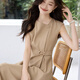 clotho Rennie品牌法式氣質(zhì)連衣裙女2025年夏季新款通勤收腰顯瘦時(shí)尚減齡連衣裙 卡其色 M