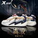 特步（XTEP）男鞋秋冬皮面運動(dòng)鞋子男士新款老爹鞋網(wǎng)面休閑鞋潮流百搭鞋子男 0106白灰蘭 42