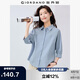 佐丹奴知識分子風襯衫女純棉府綢破骨連肩中袖襯衣女05345463
