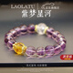 LAOLATU紫水晶手鏈水晶串珠黃水晶轉運珠手鏈生日七夕禮物送女友老婆 【高級紫夢(mèng)星河水晶】8mm 13.5cm