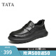 他她（TATA）商務(wù)休閑皮鞋男士一腳蹬真皮懶人鞋爸爸鞋2024冬TFE02DM4 黑色（單里） 41