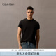 Calvin Klein Jeans25春夏新款男士休閑簡約刺繡ck純棉打底針織短袖T恤40HM265 UB1-太空黑 M