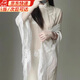 鹿珊伍新中式披肩配旗袍夏外搭女2025新款夏季薄款蕾絲高級開衫外套 鏤空三角披肩【白色】 約長190cm 寬75cm