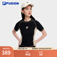 斐樂(lè)（FILA）FUSION潮牌女子短袖T恤夏季時(shí)尚修身針織套頭衫 深黑-BK S