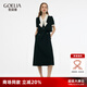 歌莉婭女裝連衣裙夏裝新品假兩件氣質(zhì)淑女miu系蝴蝶結(jié)制服裙子1E3R4K850 00B黑色 L
