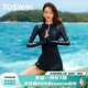 TOSWIMTOSWIM泳衣女分體短袖游泳衣防曬遮肚顯瘦溫泉海邊度假?zèng)_浪服泳裝 原海極光【送價(jià)值139浴巾一條】 M