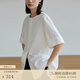 旅途原品 設計感襯衫女60s精梳棉短袖襯衫開叉休閑百搭小衫秋輕薄上衣 白色 - 現(xiàn)貨 M(160cm)