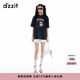 DZZIT地素短袖T恤2025夏季新款休閑水洗印花純棉寬松上衣女3J2B3401M 深灰色 S