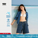 Levi's李維斯冰酷系列25年春夏新款女士美式刺繡商務(wù)休閑牛仔襯衫 藍(lán)色 003YP-0002 L