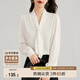 尚都比拉通勤飄帶領(lǐng)氣質(zhì)通勤直筒襯衫女春季時(shí)尚洋氣襯衣上衣 云白 L