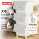 JEKO&JEKO前開翻蓋玩具收納箱兒童衣服收納盒整理箱零食儲物箱34L3只裝灰色