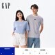 Gap男女裝2025夏季新款logo條紋純棉短袖T恤常規(guī)上衣美版 淺藍(lán)色條紋 768022 L 美碼 XL亞洲碼185/104A