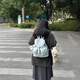 桂岐韓版純色百搭雙肩包質(zhì)感通勤休閑旅行學(xué)生大容量尼龍包韓系雙肩包 雙肩包【藍(lán)色】