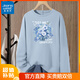 真維斯純棉短袖T恤女士夏季衣服新款2025年寬松型休閑百搭外穿半袖衣服 春秋款：霧霾藍-淺藍油畫 2XL