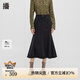 播牛仔半身裙女商場同款秋冬新款中長款溫柔魚尾裙BDQ4BD0904 K40黑色 XL
