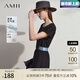 AMII2025夏新款極簡通勤職業(yè)純色空氣層圓領(lǐng)修身中長彈力連衣裙 黑色 XL