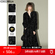 COCOBELLA[竹影拓印]新中式絲絨連衣裙小黑裙國(guó)風(fēng)襯衫裙FR0002-4 玄竹黑 L
