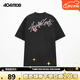 404MOBGANG手寫(xiě)花卉刺繡夏季體恤衫美式?jīng)龈蟹罆癯迸贫喙δ芏绦銽恤男 黑色 M