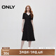 ONLY春夏復古顯瘦V領泡泡袖中長裙連衣裙女|124307015 H1Z 艾瓦紋樣 M 165/84A