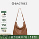 BAGTREE包包樹圖南植鞣皮hobo女包2025年新單肩斜挎包通勤餃子包七夕禮物 烤棕色-中號 高級小眾