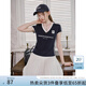 范思藍(lán)恩基礎(chǔ)白色短袖T恤2025夏新款小個(gè)子辣妹短款v領(lǐng)T恤2105/2052 藏青色 V領(lǐng) XL