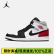 耐克（NIKE）Air Jordan 1 Mid AJ1男子新款中幫黑金復古減震運動(dòng)鞋 852542-100 42