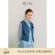 EIN玫瑰故事 EIN言輕行復(fù)古手作胸針棉麻疊穿無領(lǐng)西裝馬甲女春新款 墨藍(lán) S