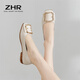 ZHR單鞋女軟平底淺口豆豆女鞋仙女風(fēng)輕便懶人鞋一腳蹬 AH95F 米色 37