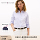 TOMMY HILFIGER【挺括牛津紡】女裝商務(wù)休閑易打理純色條紋長(zhǎng)袖襯衫外套 【條紋牛津紡】藍(lán)白條紋C31 XS