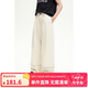 ELLE KIDS25夏季新款女童假日風(fēng)闊腿褲寬松直筒褲撞色透氣休閑褲子