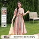 MsShe【波嬉風(fēng)印花雪紡連衣裙】大碼女裝2025夏季胖mmV領(lǐng)高端裙子 西柚粉色現(xiàn)貨 3XL