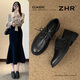 ZHR小皮鞋女粗跟系帶樂(lè )福鞋女時(shí)尚復古英倫牛津鞋子女 AH697黑色37