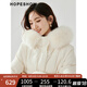 紅袖狐貍大毛領(lǐng)連帽羽絨服冬季新款女裝絎縫保暖寬松休閑中長款外套 米白004 M